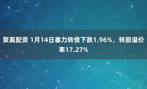 聚赢配资 1月14日塞力转债下跌1.96%，转股溢价率17.27%